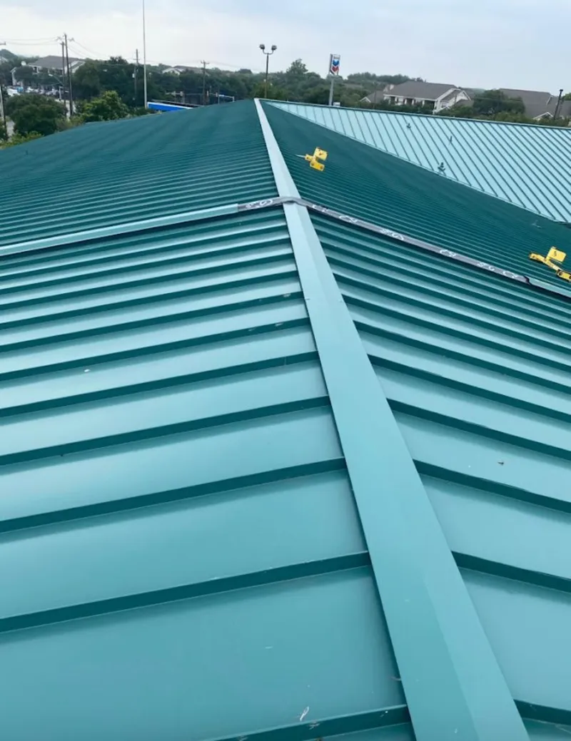 Green commercial metal roof ridge and valley for Metal Roof Repair in Midvale